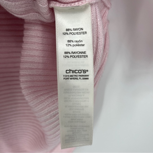 Chico's Light Pink Scoop Neck Ribbed 3/4 Sleeve High-Low Sweater Size 2 - Picture 4 of 4